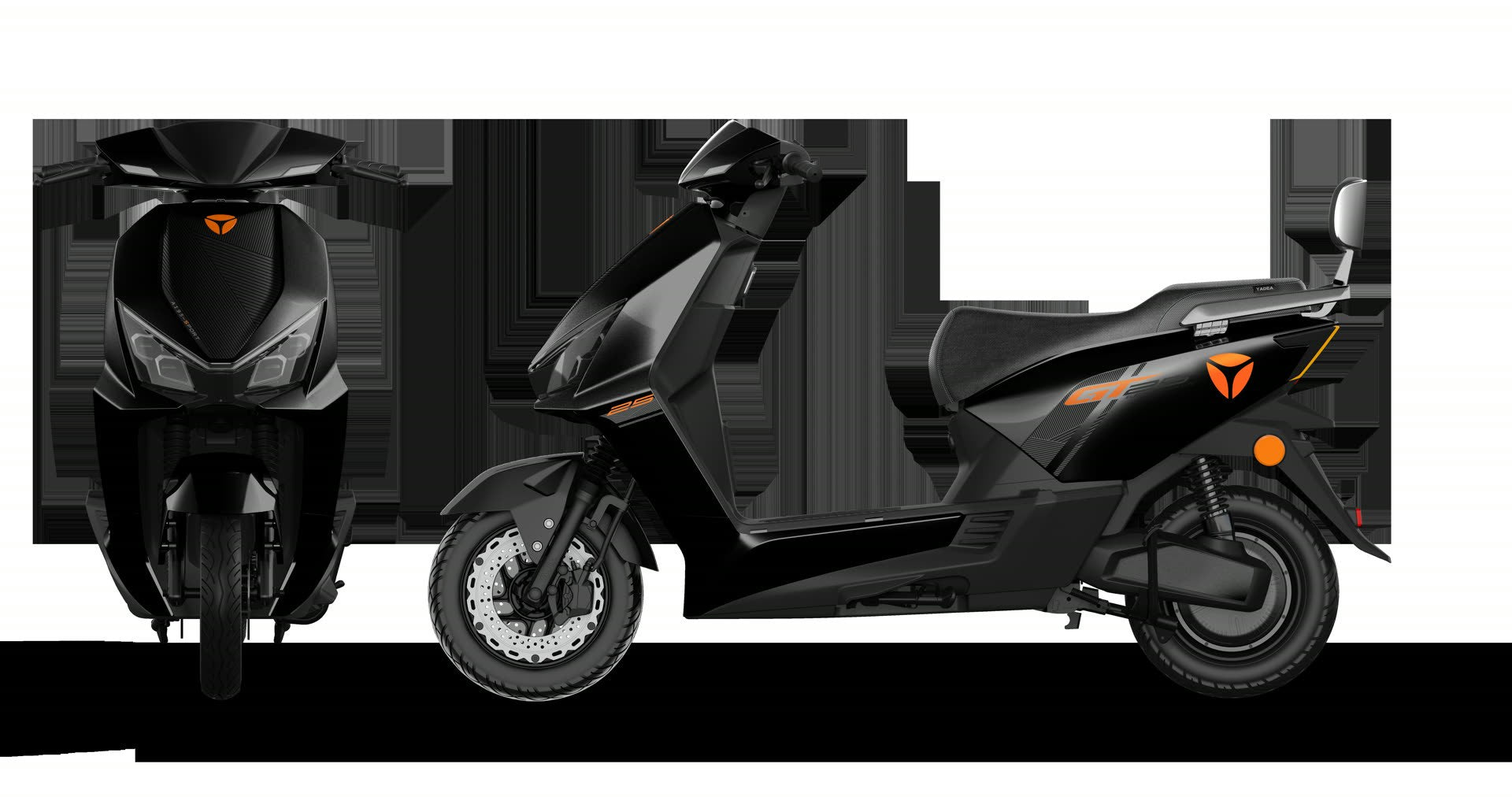 Yadea GT25 negru, fata si profil