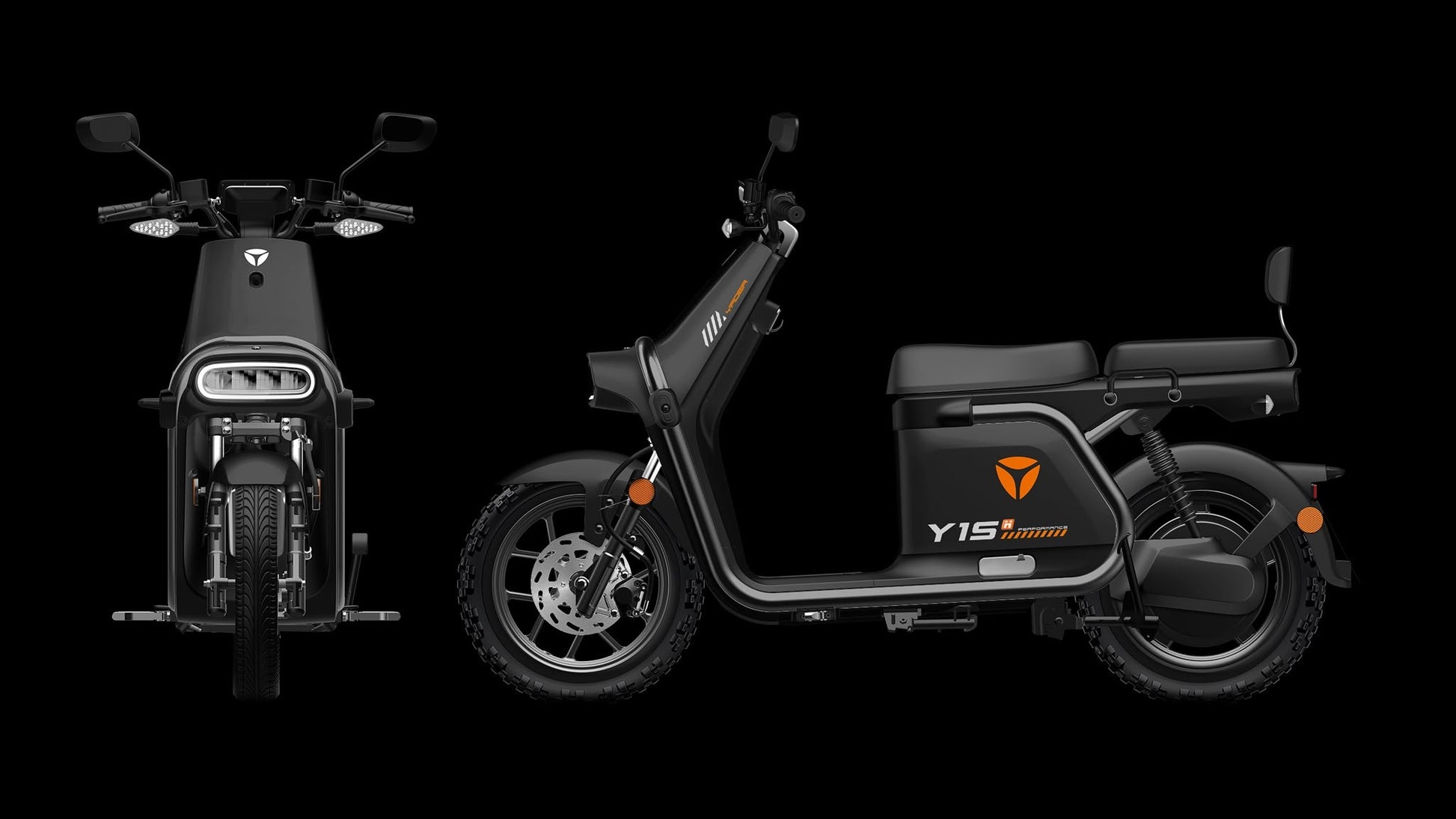 Yadea Y1S negru, fata si profil